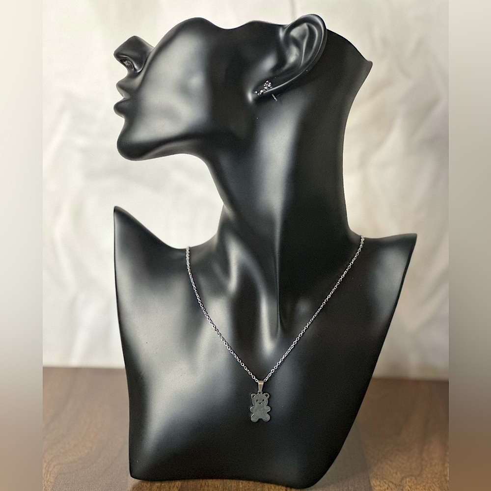 Stainless steel, silver teddy bear set